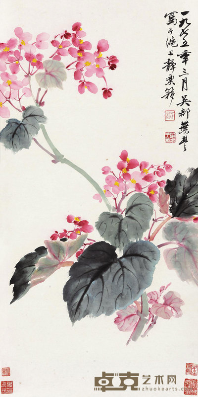 叶丰 海棠花 立轴 69×34cm