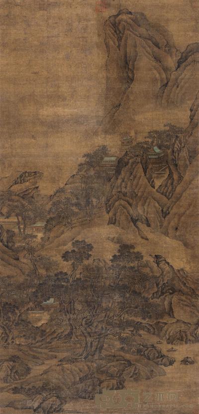 赵大年 (传) 深山筑阁 立轴 199×97cm
