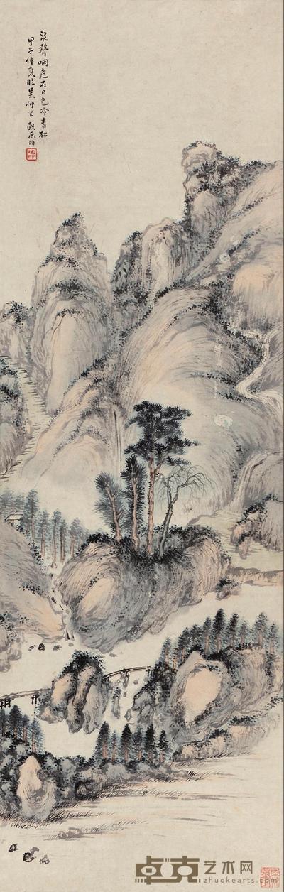 黄均(古) 仿吴镇山水 立轴 90×29cm
