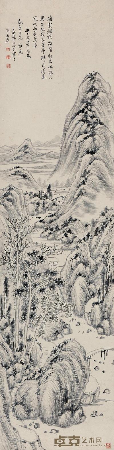 奚冈 仿黄公望山水 立轴 156×40cm