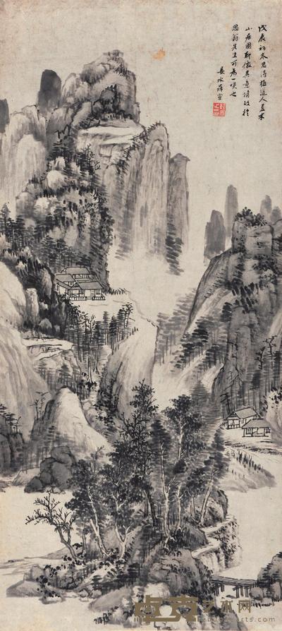 薛宣 夏木山居 立轴 81×36cm