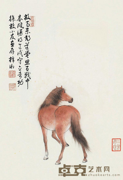 殷锡梁 战马 镜心 54×124cm