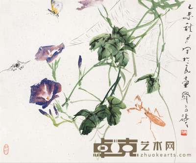 王雪涛 1979年作 牵牛花草虫 镜心 38×45.5cm