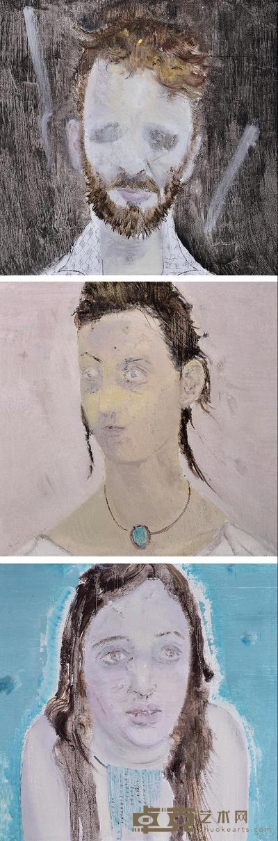 邓洧 2013年作 面孔之一、二、三 50×50cm
