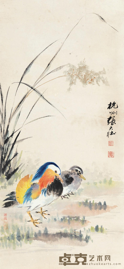 张大壮 鸳鸯 立轴 77×36cm