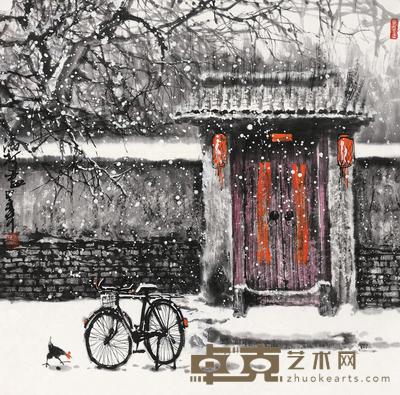冯柯 2014年作 北京胡同冬景 镜心 66×67cm