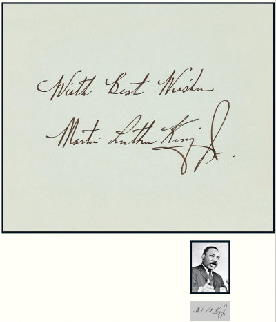 “美国民权运动领袖”马丁 · 路德 · 金（Martin Luther King, Jr.）亲笔签名便笺