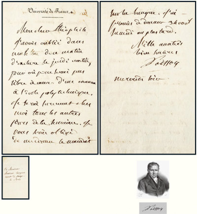 “法国著名数学家”泊松（Poisson）亲笔信