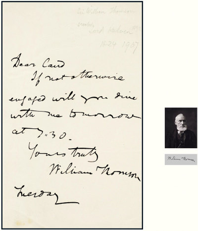 “热力学温标之父”威廉 · 汤姆逊（William Thomson）亲笔信