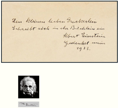 “相对论之父”阿尔伯特·爱因斯坦（Albert Einstein）亲笔签名便笺