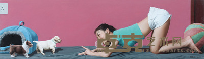 王钧 2014年作 闺趣—常胜将军 53×180cm