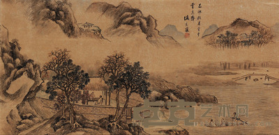 盛茂烨 1639年作 秋江雅叙 立轴 36×74cm