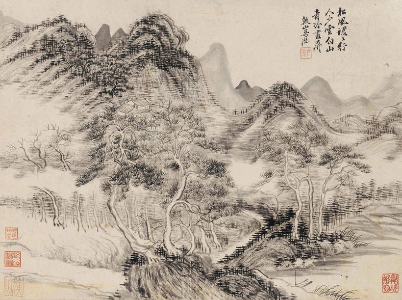 吴历 松岗孤寺