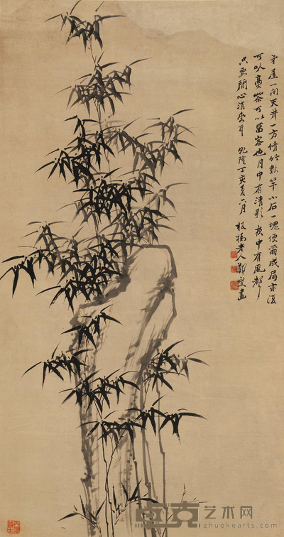 郑板桥 竹石图 镜心 180×94cm