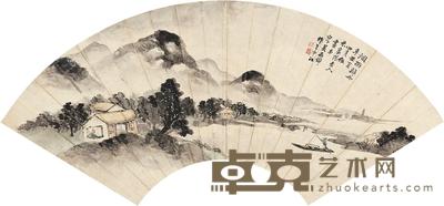 吴石僊 烟雨归舟 镜心 19×53cm