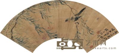 司马钟 柳叶翠鸟 镜心 16×50cm