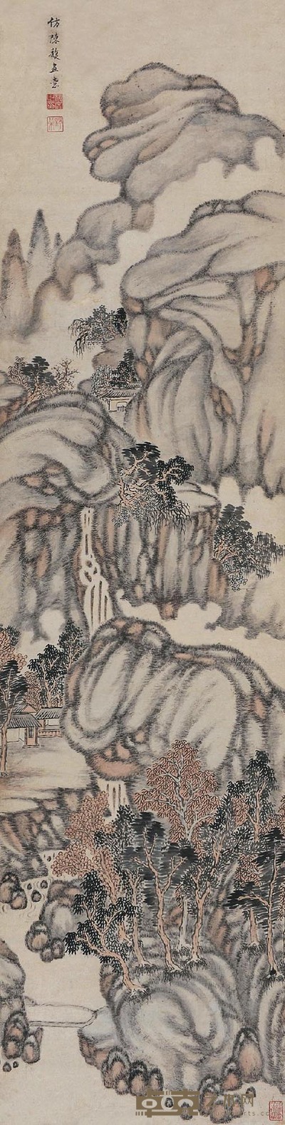 姚宋 苍松翠柏 立轴 194×48cm