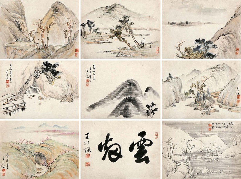 王寅 江边小景册 立轴