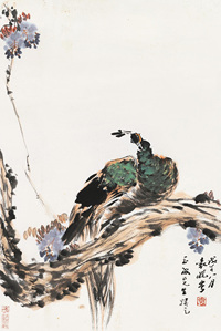 袁晓岑 孔雀 镜心
