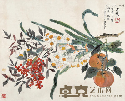 方君璧  1955年作 花卉 36×44cm