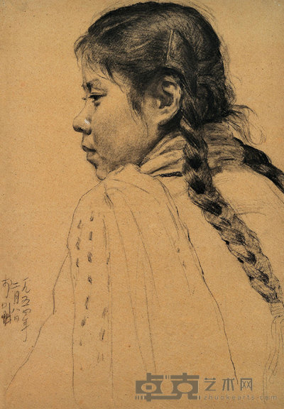 李斛 1954年作 邻家少女 39×27cm
