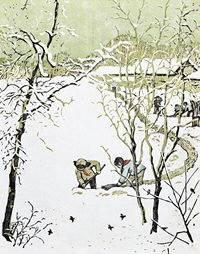 古元  1954年作 扫雪