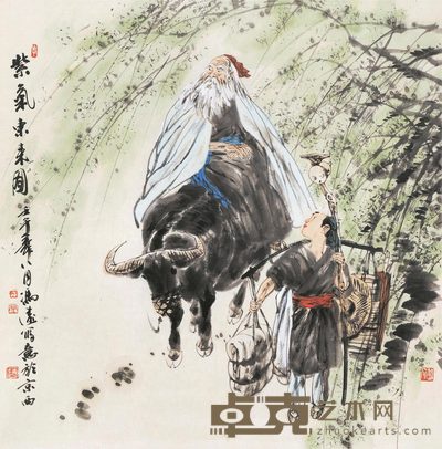 冯远 2002年作 紫气东来图 立轴 70×68cm