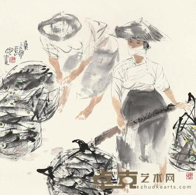 王明明 渔归 镜心 68×68cm