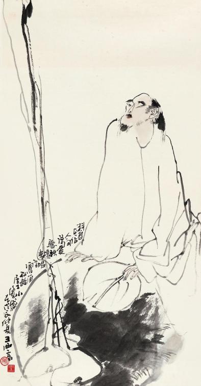 王西京 1988年作 吟诗图 镜心