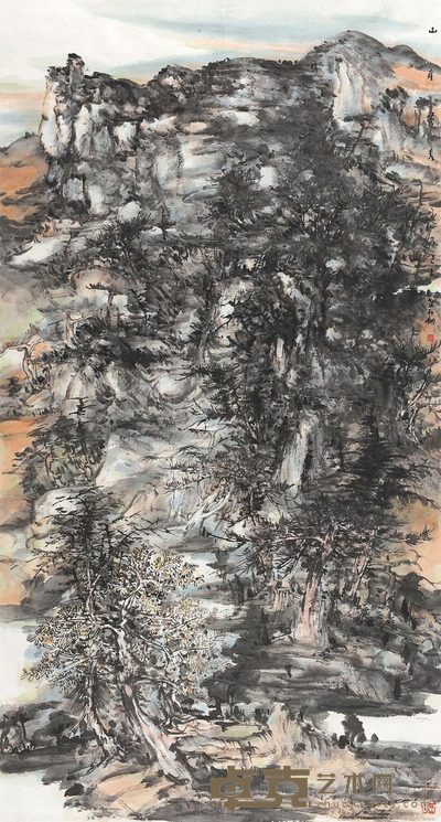 熊红钢 2015年作 山崖苍秀 镜心 180×96cm