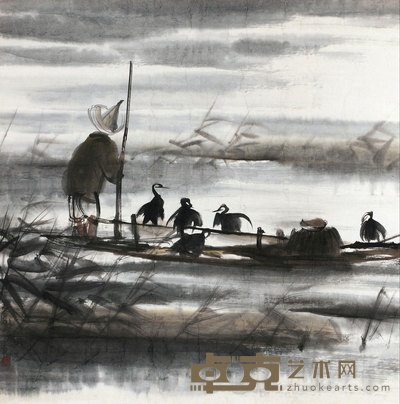 林风眠 渔翁 镜心 68×66cm