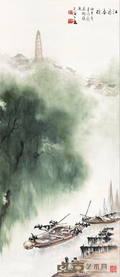 黄幻吾 1966年作 江南春晓 镜心 137×61cm