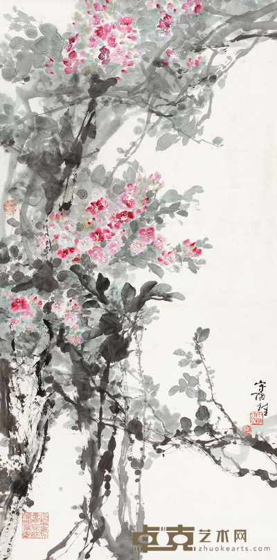 宋雨桂 1990年作 山花烂漫 立轴 127.5×63.5cm