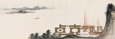 张大千 1947年作 钱塘晚潮 镜心 32×95cm