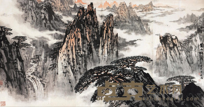 宋文治 1981年作 黄山松云 镜心 94×177cm