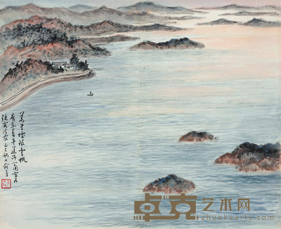 俞子才 万里烟浪云帆 镜心 26×32cm