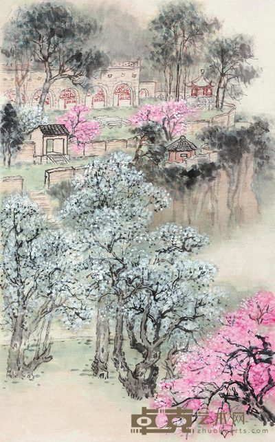 钱松嵒 锡山公园 镜心 54×33cm