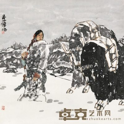 李伟 雪原牧歌 镜心 69×69cm