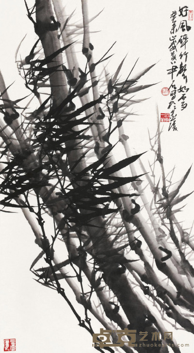 尹石 2003年作 好风碎竹声如雪 镜心 90×60cm