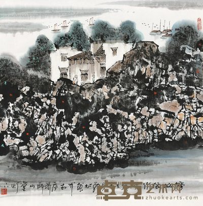 张松 2003年作 傍山依水 镜心 68×68cm