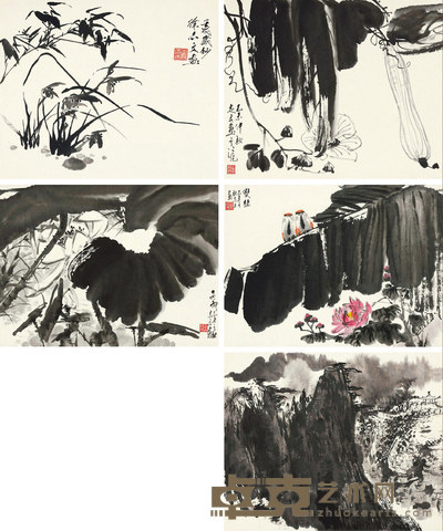 徐志文 山水花鸟 (五帧) 镜心 34×41cm×5