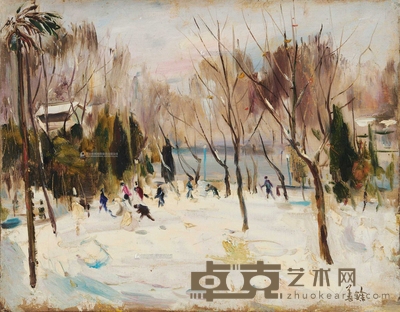 胡善馀 1960年作 那年西湖的冬 30.5×39.5cm