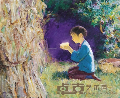 韦启美 2006年作 妞妞和小鸭 65×80cm