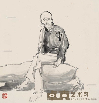 石鲁 交粮图 镜心 30×28.5cm