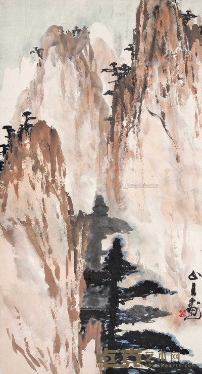 关山月 松峰竞秀 立轴 89×47cm
