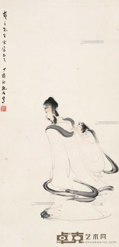 傅抱石 1947年作 醉归图 镜心 67×32cm