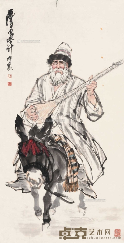 黄胄 喀什印象 镜心 137×70cm