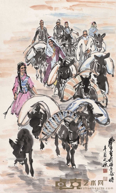 黄胄 1981年作 运粮图 镜心 106.5×64cm