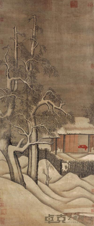 范宽 （款） 雪居图 立轴 147×60cm