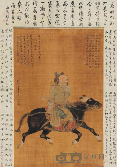 赵孟頫 （款） 人马图 立轴 84×54cm